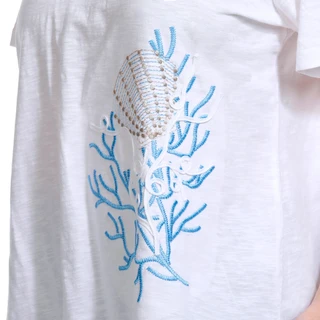 Thumbnail 6: Coral Bay Coral Bay Petite Embroidered Short Sleeve Top 