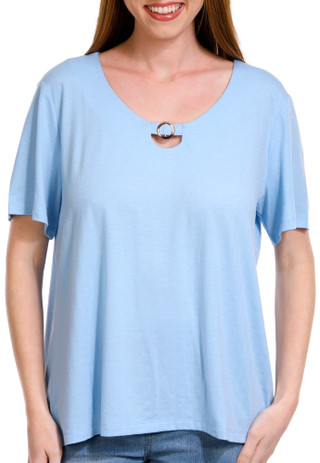 Thumbnail 2: Coral Bay Coral Bay Petite Keyhole Ring Short Sleeve Top 