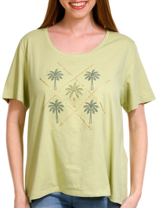 Thumbnail 2: Coral Bay Coral Bay Petite Embellished Short Sleeve Top 