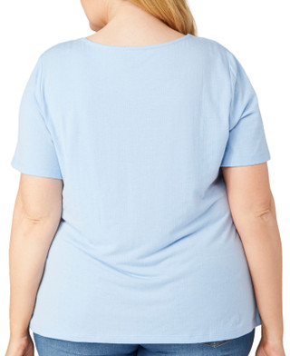 Thumbnail 2: Coral Bay Coral Bay Plus Keyhole Ring Solid Short Sleeve Top 