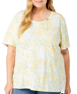 Thumbnail 2: Coral Bay Coral Bay Plus Short Sleeve Palm Frond Print Tee 