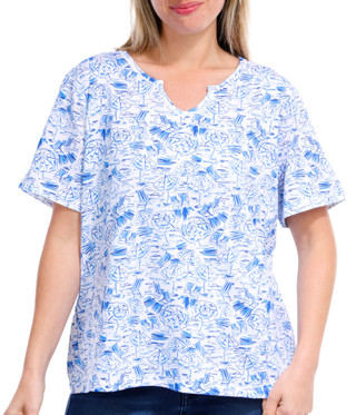 Thumbnail 1: Coral Bay Coral Bay Petite Beach Umbrella Short Sleeve Top 