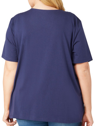 Thumbnail 2: Coral Bay Coral Bay Plus Embroidered Solid Short Sleeve Top 