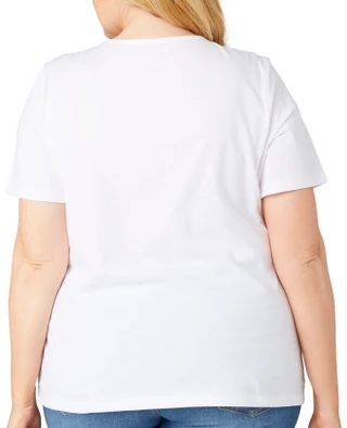 Thumbnail 4: Coral Bay Coral Bay Plus Crochet Solid Split Neck Short Sleeve Top 