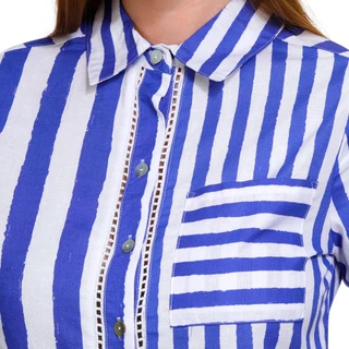 Thumbnail 3: NUCO Nuco Petite Striped Button Front 3/4 Sleeve Top 