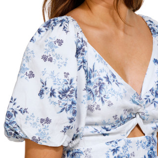 Thumbnail 3: Angie Angie Juniors Puffer Sleeve Floral Twist Front Dress 