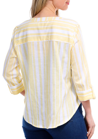 Thumbnail 2: NUCO Nuco Petite Printed Button Front 3/4 Sleeve Top 