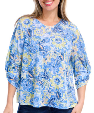 Thumbnail 6: Ruby Road Ruby Road Petite 3/4 Sleeve Printed Top 