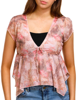 Thumbnail 2: Madden Girl Madden Girl Juniors Rose Print Hanky Top 