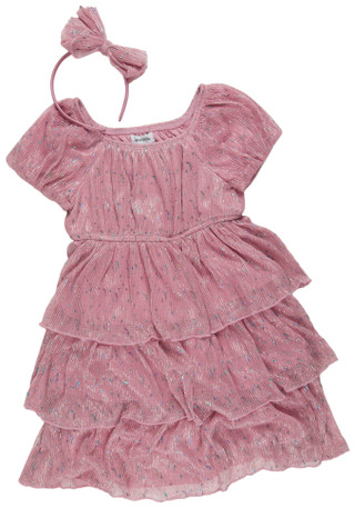 Thumbnail 2: Speechless Speechless Big Girls Pink Celestial Print Foil Ruffle Dress 