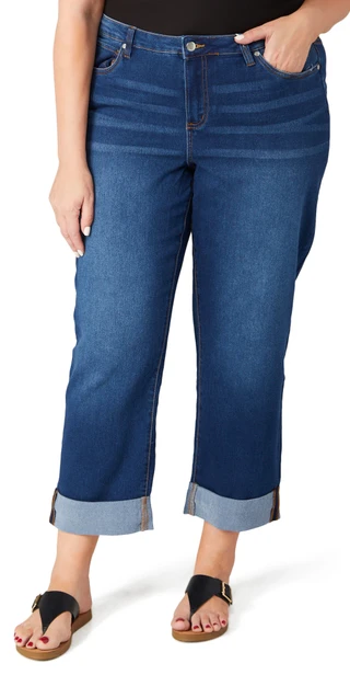 Thumbnail 2: Tahari Tahari Plus 29 in Seta Silk Mid Rise Boot Cut Jeans 