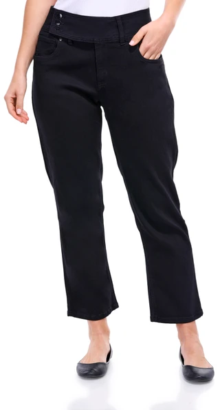 Thumbnail 2: T. Tahari T. Tahari Petite Tripple Button Slim Straight Leg Jeans 