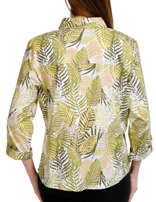 Thumbnail 4: Coral Bay Coral Bay Petite Printed Zip Front 3/4 Sleeve Top 