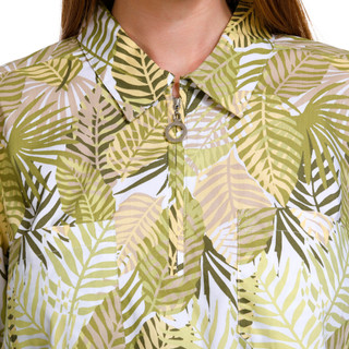 Thumbnail 6: Coral Bay Coral Bay Petite Printed Zip Front 3/4 Sleeve Top 