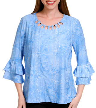 Thumbnail 1: Coral Bay Coral Bay Petite Sequin Embellished 3/4 Sleeve Top 