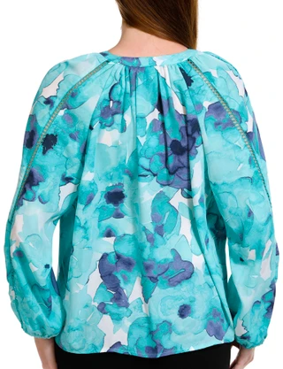 Thumbnail 4: Zac & Rachel Zac & Rachel Petite Long Sleeve Buttoned Printed Top 