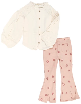 Thumbnail 1: Jessica Simpson Jessica Simpson Little Girls 2 Pc Flare Pants Set 
