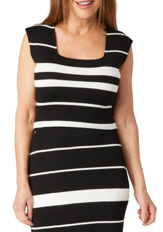 Thumbnail 3: RACHEL ROY Rachel Roy Womens Sleeveless Striped Knit Top 