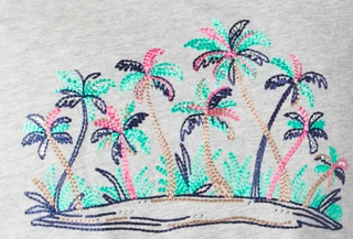 Thumbnail 3: Coral Bay Coral Bay Womens Short Sleeve Oasis Palm Embellished Tee 