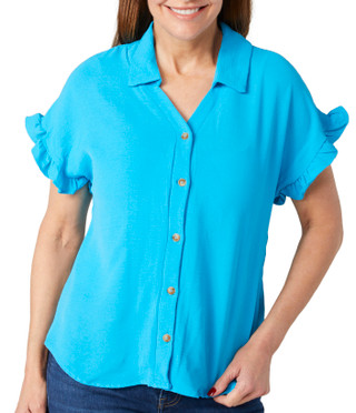 Thumbnail 1: Blue Sol Blue Sol Womens Short Sleeve Buttoned Top 