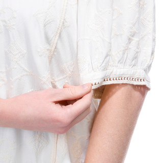 Thumbnail 5: Democracy Democracy Womens Short Puff Sleeve Crochet Trim Top 