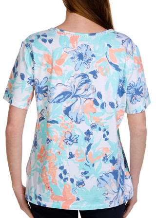 Thumbnail 4: Coral Bay Coral Bay Womens Painted Florals Short Sleeve Top 