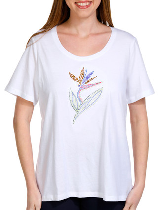 Thumbnail 1: Coral Bay Coral Bay Womens Short Sleeve Bird Of Paradise Top 