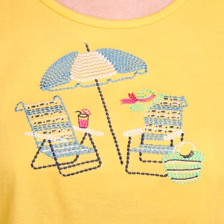 Thumbnail 3: Coral Bay Coral Bay Womens Short Sleeve Embroidered Beach Top 
