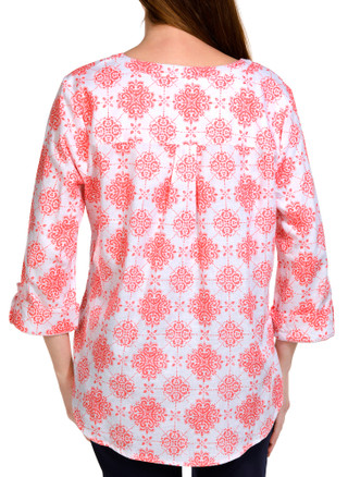 Thumbnail 4: NUCO Nuco Womens Printed Button Front 3/4 Sleeve Top 
