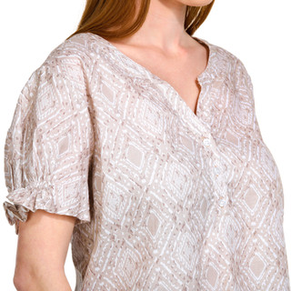 Thumbnail 6: NUCO Nuco Womens Diamond Print Split Neck Top 