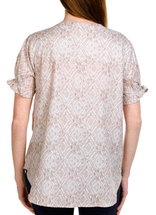 Thumbnail 4: NUCO Nuco Womens Diamond Print Split Neck Top 