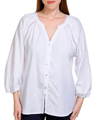 Thumbnail 1: NUCO Nuco Womens Solid Button Front 3/4 Sleeve Top 