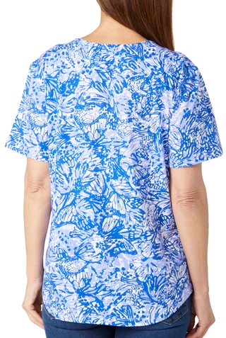 Thumbnail 4: Coral Bay Coral Bay Womens Print Crisscross Short Sleeve Top 