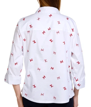 Thumbnail 4: Coral Bay Coral Bay Womens Bow Print Button Down 3/4 Sleeve Top 