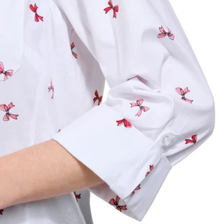 Thumbnail 6: Coral Bay Coral Bay Womens Bow Print Button Down 3/4 Sleeve Top 