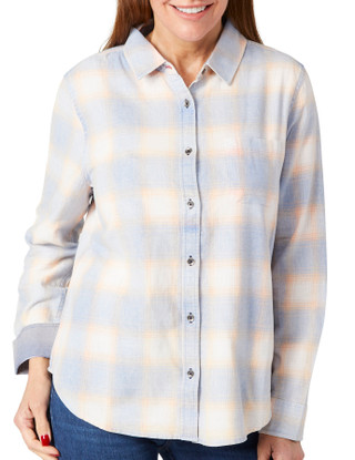 Thumbnail 1: FLAG AND ANTHEM Womens Plaid Long Sleeve Pocket Shirt 