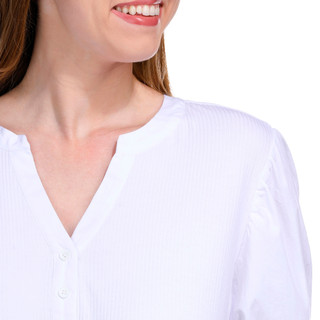Thumbnail 8: Blue Sol Blue Sol Womens Poplin Puff Sleeve Henley Top 