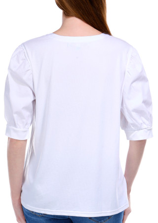 Thumbnail 6: Blue Sol Blue Sol Womens Poplin Puff Sleeve Henley Top 