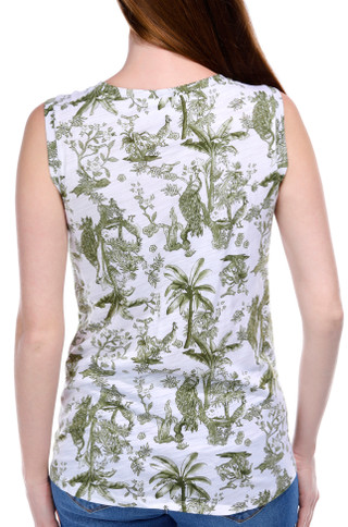Thumbnail 3: Blue Sol Blue Sol Womens Luxey Peacock Toile Print Scoop Tank Top 