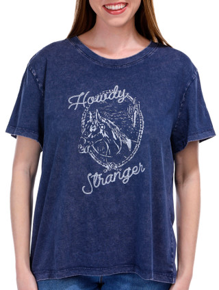 Thumbnail 2: FLAG AND ANTHEM Flag and Anthem Womens Howdy Stranger Acid Wash Tee 
