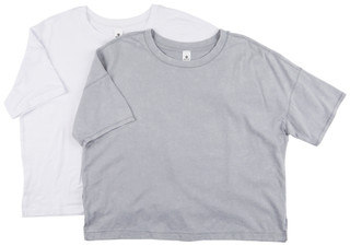 Thumbnail 2: 90 DEGREE BY REFLEX 90 Degrees Womens 2 Pk Super Soft Boxy Cropped Tees 