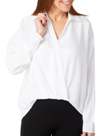 Thumbnail 1: RACHEL ROY Rachel Roy Womens Long Sleeve Surplice High Low Hem Top 