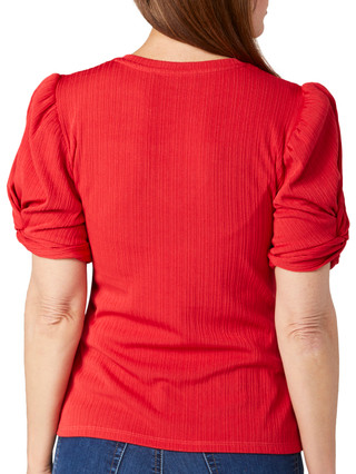 Thumbnail 4: RACHEL ROY Rachel Roy Womens Short Sleeve Ribbed Puff Sleeve Top 