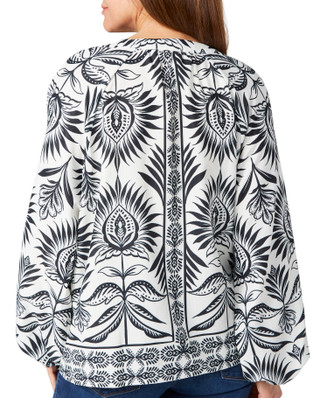 Thumbnail 2: GEMMA & JANE Gemma & Jane Womens Print Neck Tassel Long Sleeve Top 