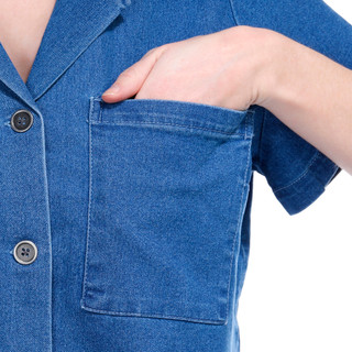 Thumbnail 8: BUNULU Bunulu Womens Short Sleeve Denim Button Down Top 