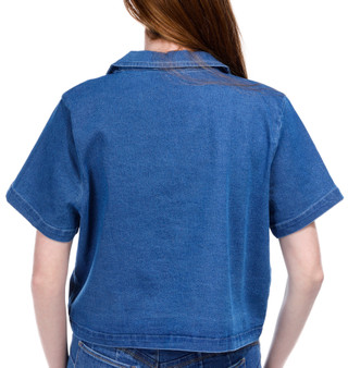 Thumbnail 6: BUNULU Bunulu Womens Short Sleeve Denim Button Down Top 