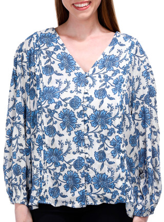 Thumbnail 2: BUNULU Bunulu Womens Long Sleeve Metallic Floral Buttoned Top 