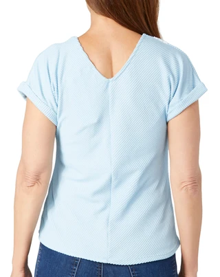 Thumbnail 2: BUNULU Bunulu Womens Short Sleeve Crochet Trim Top 