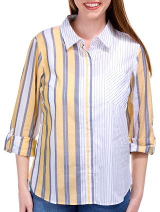 Thumbnail 1: Nautica Nautica Womens Bay Stripe Roll Tab Top 