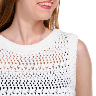 Thumbnail 4: GREIGE Greige Womens Sleeveless Open Knit Sweater Vest 